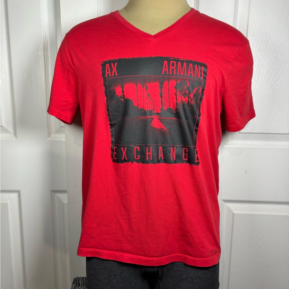 Armani Exchange Men's Palm-Tree Box Logo Graphic T-Shirt XL